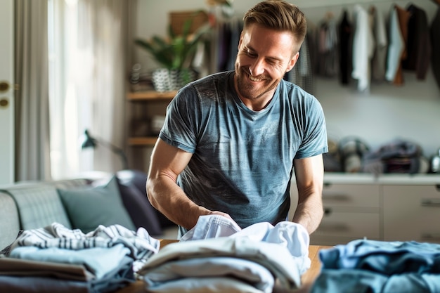 Man doing household tasks