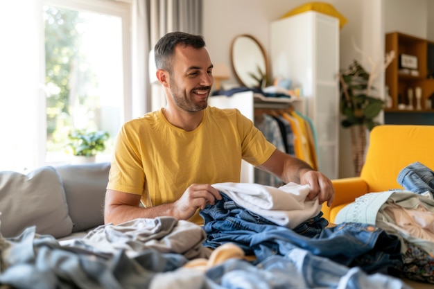 Man doing household tasks