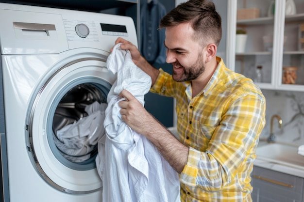 Free photo man doing household tasks