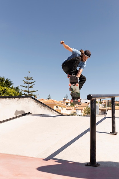 Man doing tricks with skateboard