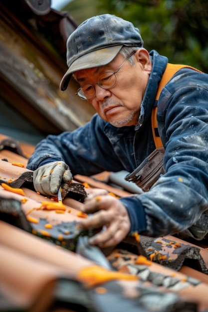 Man engaged in household task