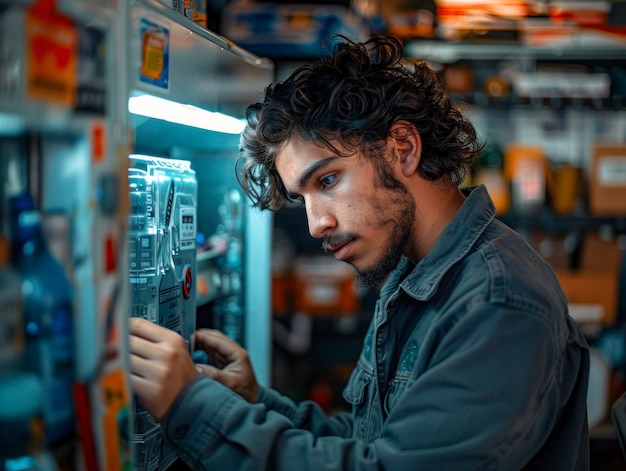 Free photo man engaged in household task