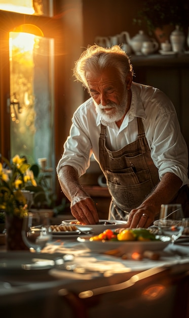 Free photo man engaged in household task