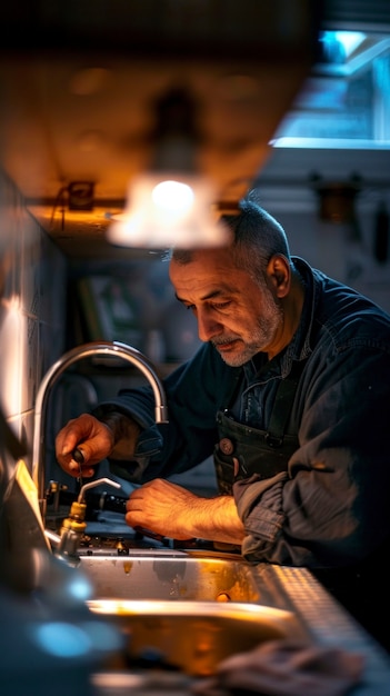 Free photo man engaged in household tasks scenery