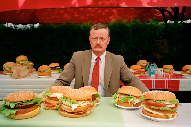 Man enjoying a burger meal