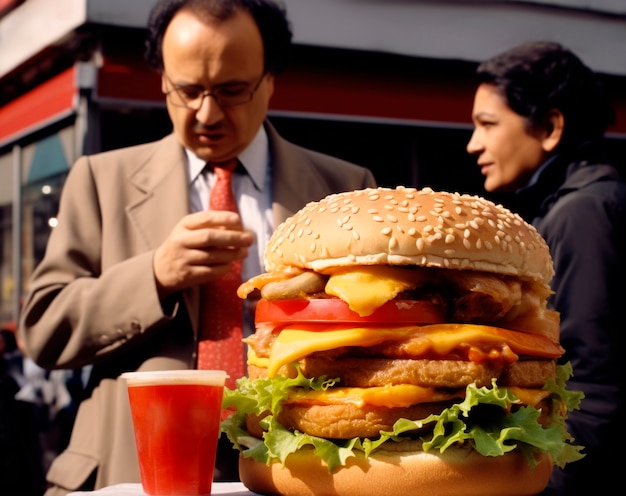 Free Photo man enjoying a burger meal