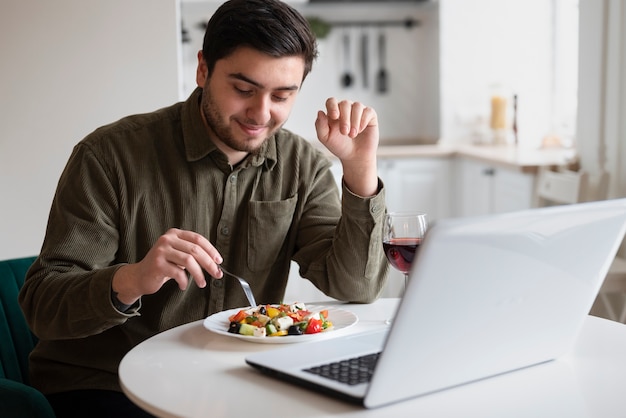 Man enjoying his virtual date