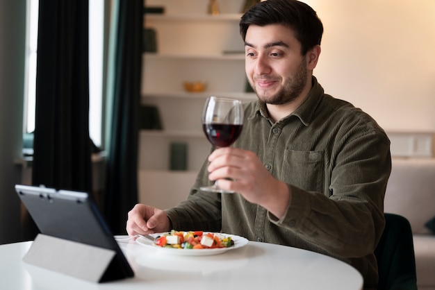 Man enjoying his virtual date