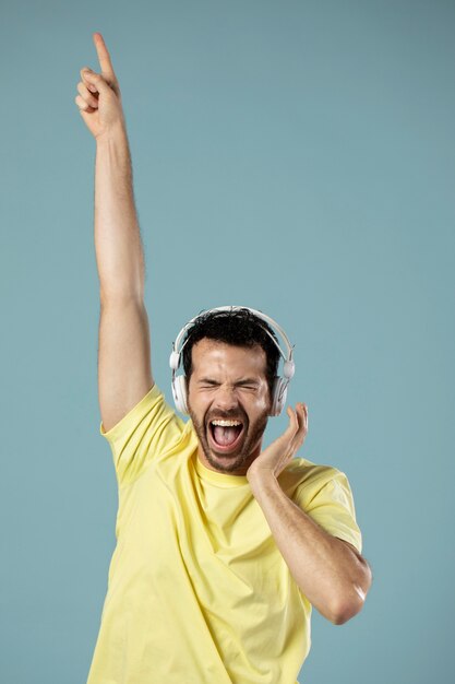 Man enjoying music on headphones