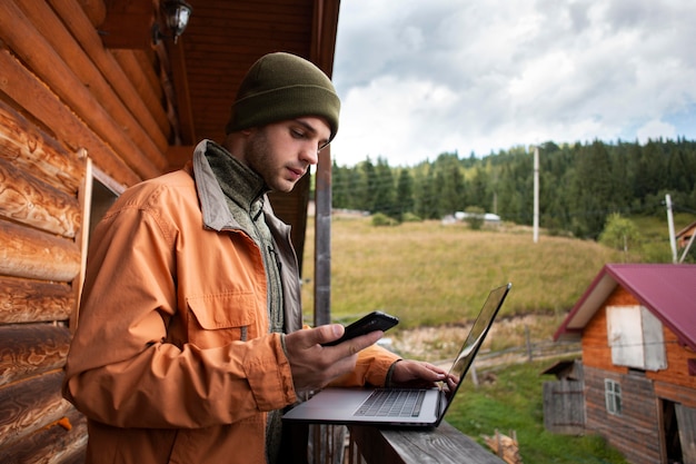 Man enjoying rural surroundings