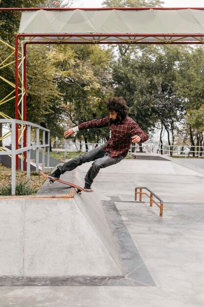 Man enjoying skateboarding outdoors