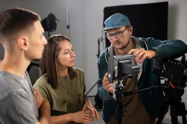 Man filming with a professional camera