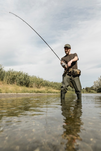 Man fishing at the river