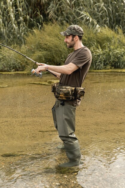 Man fishing at the river