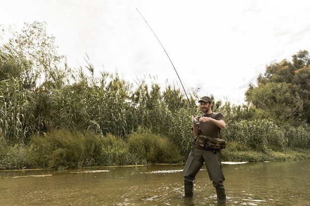 Man fishing at the river