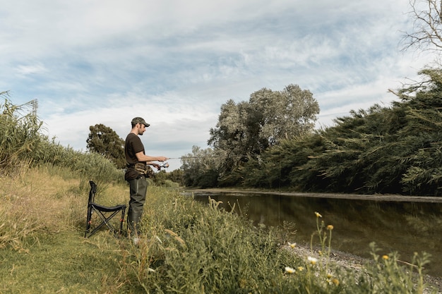 Man fishing at the river