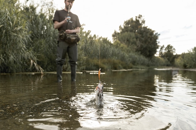 Man fishing at the river