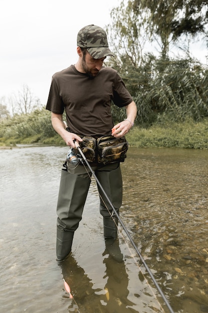 Man fishing at the river