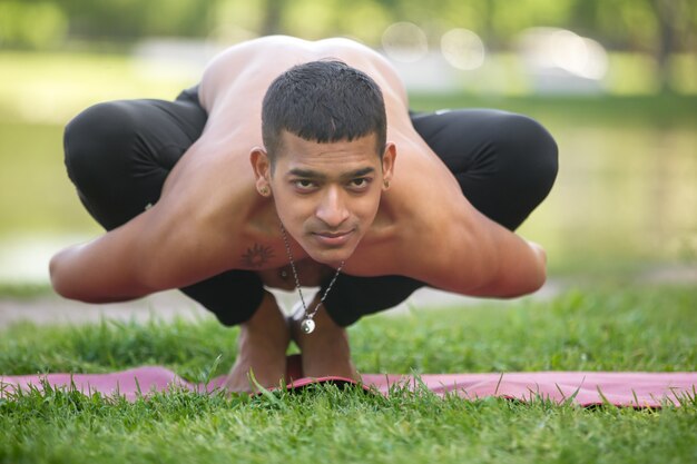 Man in the frog posture