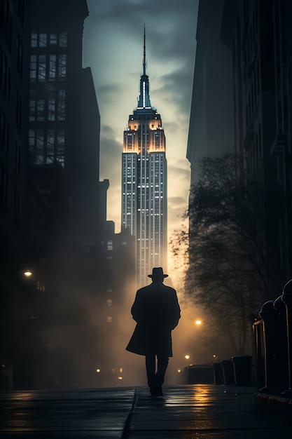 Man in front of empire state building