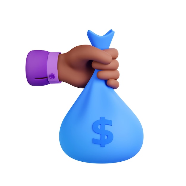 Free Photo man hand with money bag with dollar sign