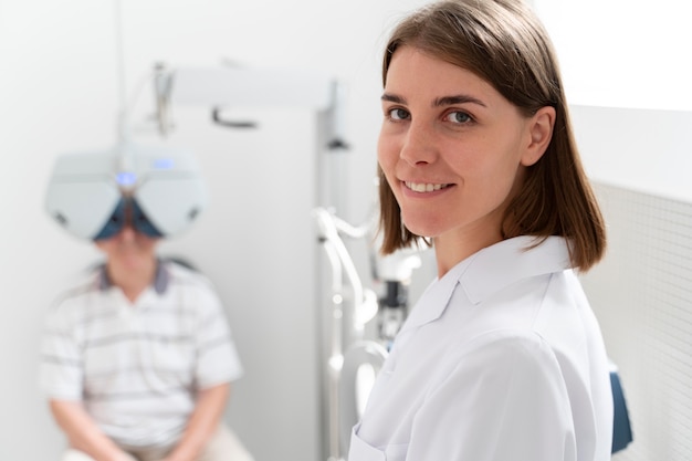 Man having an eye sight check