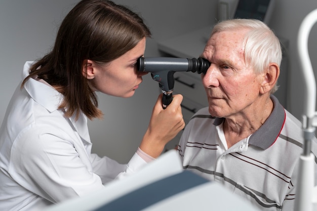 Man having an eye sight check