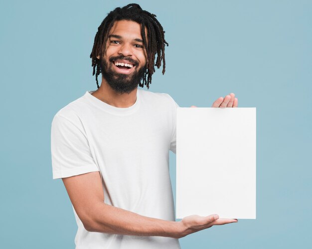 Man holding a blank sign