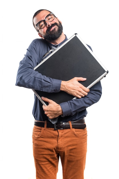 Free photo man holding a suitcase