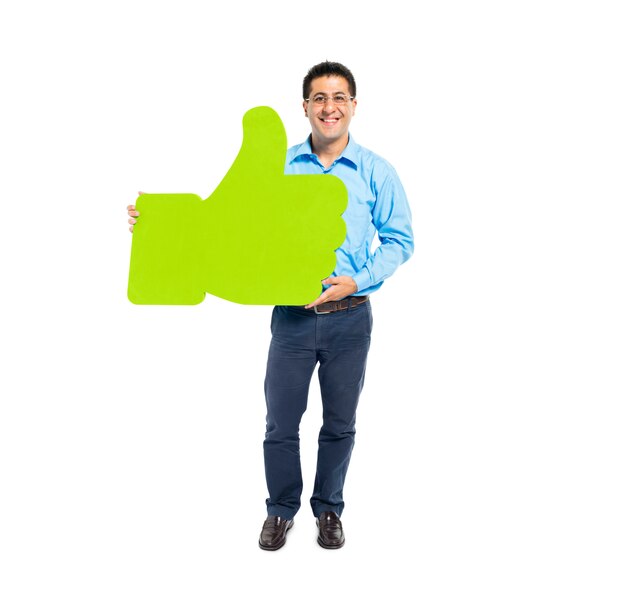 Man Holding Thumbs Up Symbol