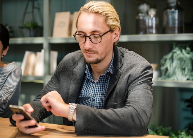 Man looking at his watch