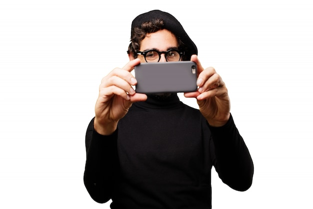 Man making a photo with a phone