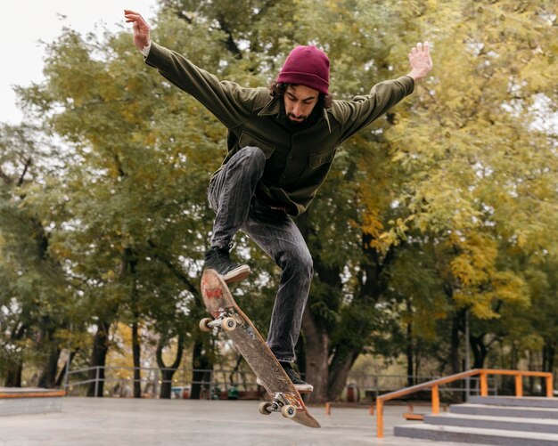 Man outside with skateboard