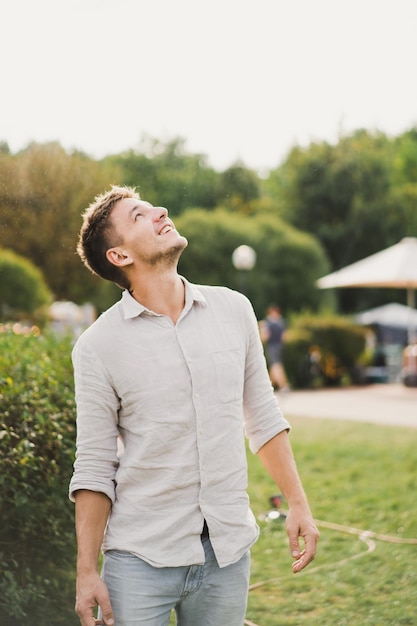 man at a picnic, summer party open air