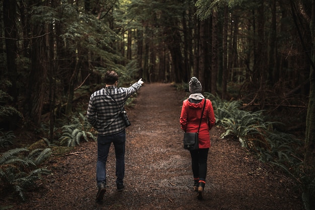 Free photo man pointing at distance for woman