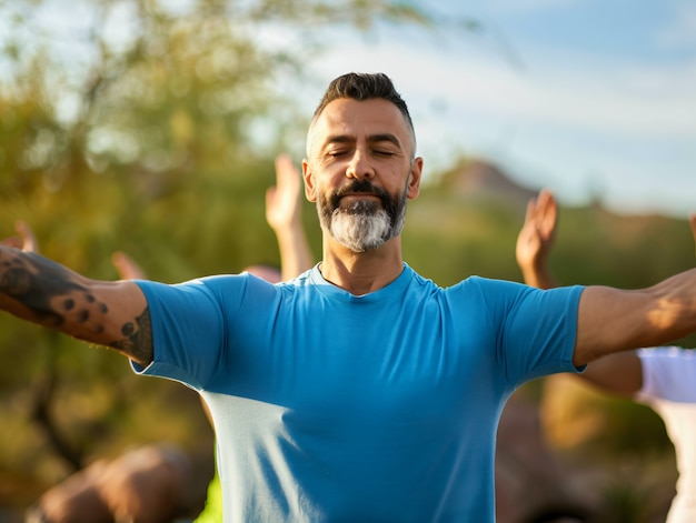 Free Photo man practicing yoga mindfulness