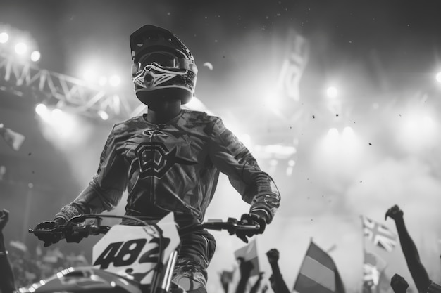 Free photo man racing dirt bike