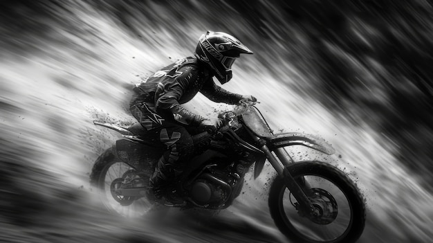 Free photo man racing dirt bike