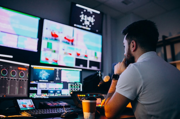 Man at a recording studio, music production