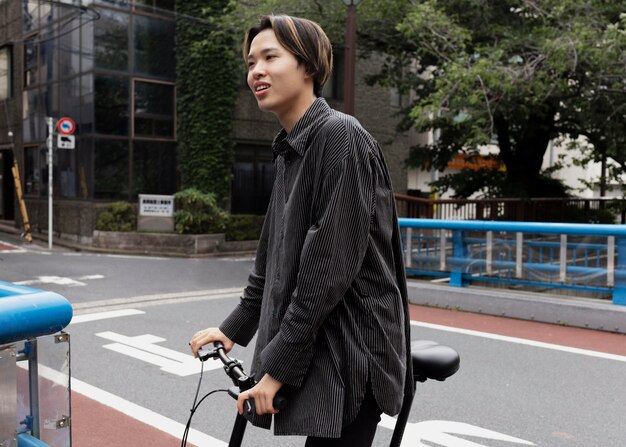 Man riding bicycle in the city