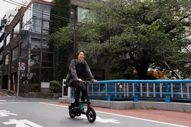 Man riding bicycle in the city