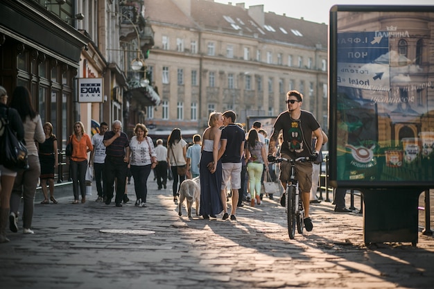 Man riding bike in street