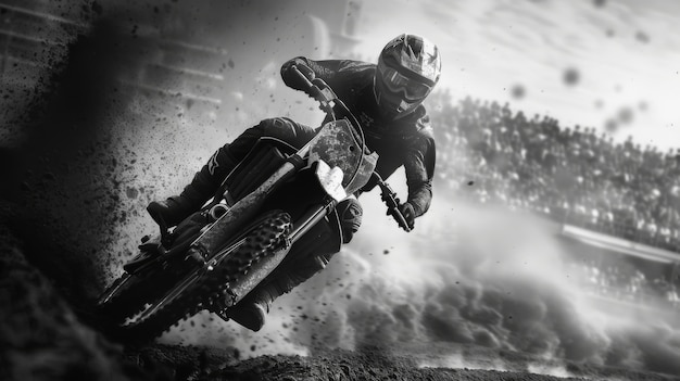 Free photo man riding dirt bike