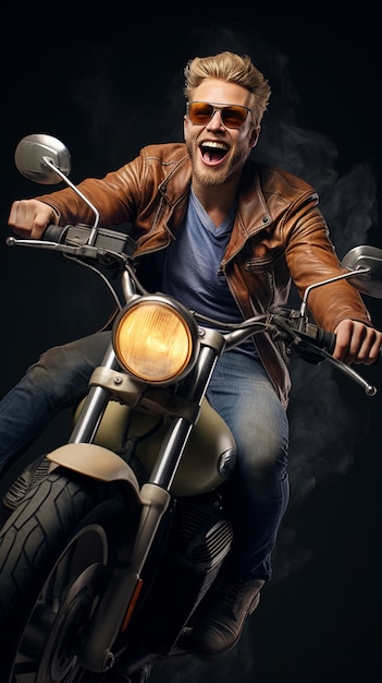 Free photo man riding a powerful motorcycle