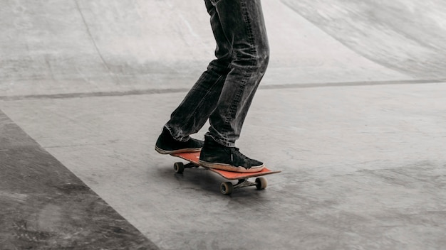 Man riding skateboard in the city park