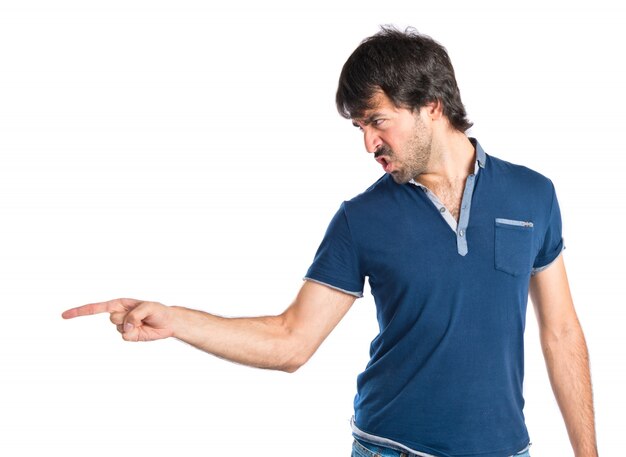 Man shouting over isolated white background