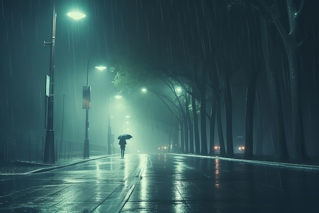 Man silhouette on empty road