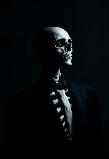 Free Photo a man in a skeleton costume portrait