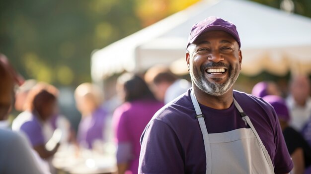 Man smiling at market fair