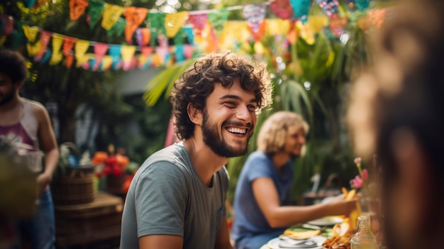 Man smiling at market fair